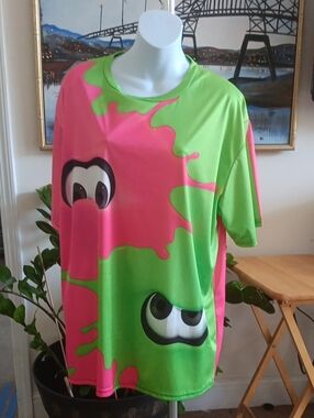HMXRBY green and pink Tee Stretchy 4XL P2P  26" L 32"